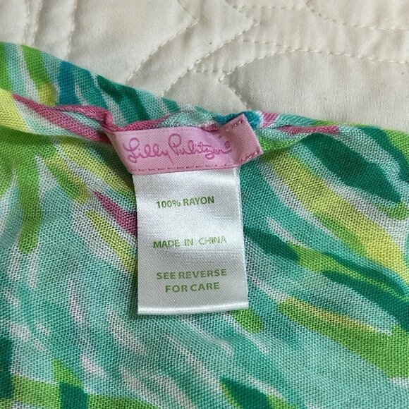 Lilly Pulitzer Riley Infinity Scarf Palm Leaf Lindy Tiki Lime Pink Women/Girl - Picture 2 of 5